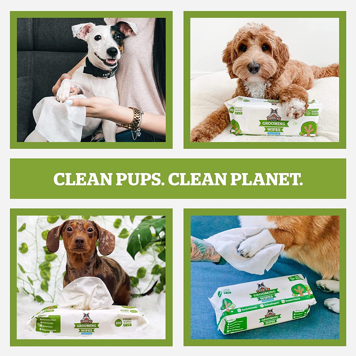 Pogi’S Dog Grooming Wipes – Hypoallergenic Pet Wipes for Paws, Body & Butt – Cleaning & Hydrating, Fragrance Free, 400-Count