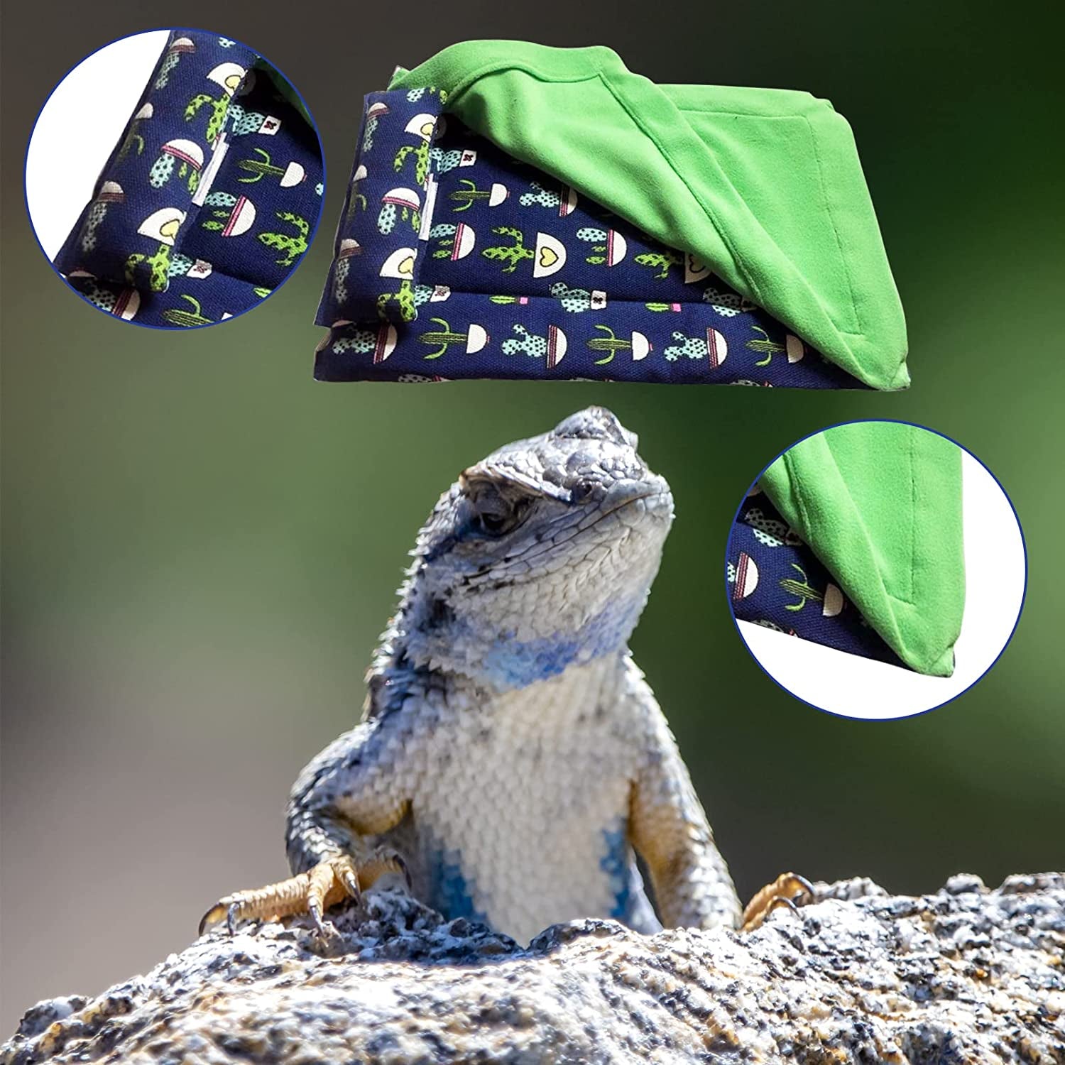 Bearded Dragon Bed with Pillow Lizard Sleeping Bag Blanket Soft Warm Hideout Terrariums Accessories for Reptile Lizard Bearded Dragon (Blue)